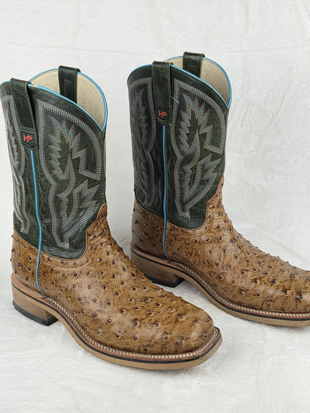 Horse Power HPW2503 Ostrich Print Steel Toe Work Boots Mens 11.5D Honey Green - Picture 5 of 10